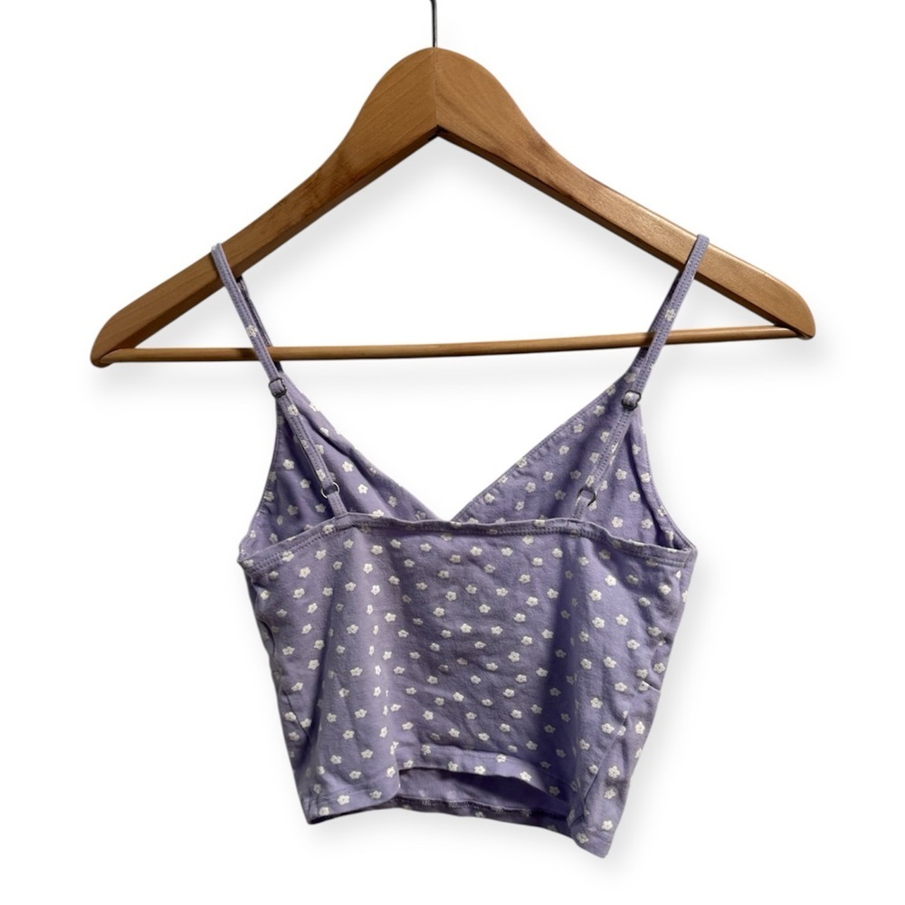Hollister Lavender Floral Crop Cami Top XS Y2K Cottagecore - Picture 2 of 3